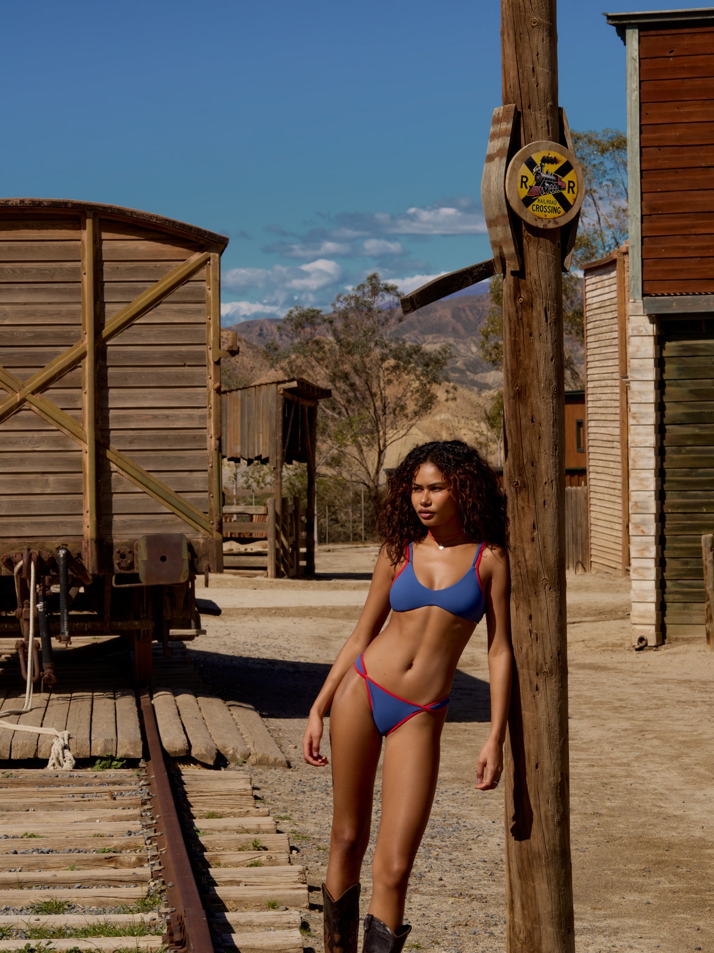 SUGAR DOUBLE STRAP BIKINI | BLUE & RED